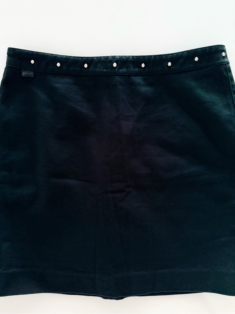 Ralph Lauren Women’s Black Studded Denim Mini Skirt - Size 2 - EUC - 100% Cotton - Picture 5 of 13